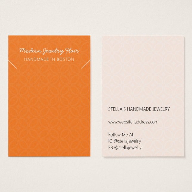 Modern Pattern Orange Necklace Display Card (Front & Back)