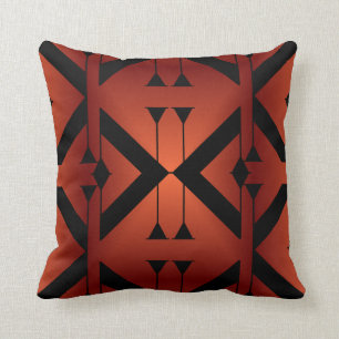 Modern Pattern Pillow-Home -Burnt Orange/Black Cushion