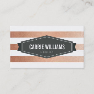 MODERN PATTERN striped grey badge copper Business Card