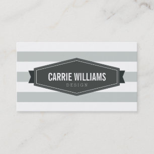 MODERN PATTERN striped grey badge fashion label Business Card
