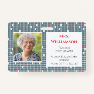 Modern Pattern Teacher Educator Staff Photo ID ID Badge