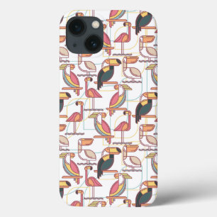 Modern Pattern With Tropical Birds iPhone 13 Case