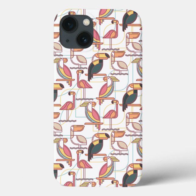 Modern Pattern With Tropical Birds Case-Mate iPhone Case (Back)