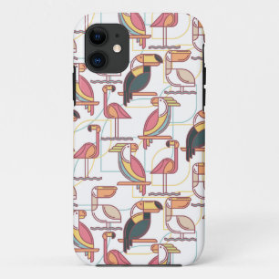 Modern Pattern With Tropical Birds iPhone 11 Case