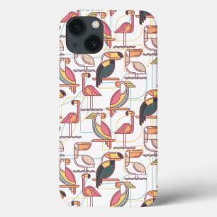 Modern Pattern With Tropical Birds iPhone 13 Case