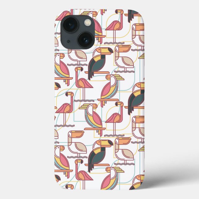 Modern Pattern With Tropical Birds Case-Mate iPhone Case (Back)