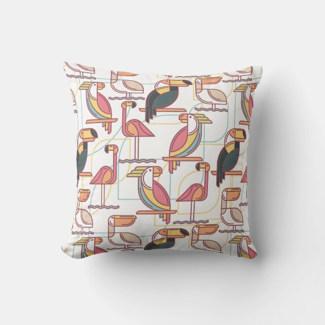 Modern Pattern With Tropical Birds Cushion (Front)