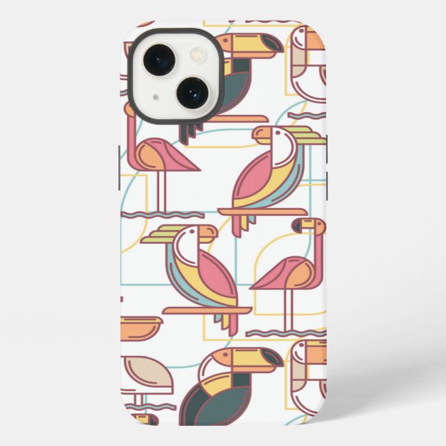 Modern Pattern With Tropical Birds iPhone Case (Back)