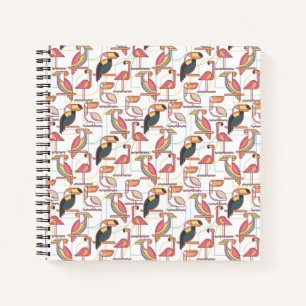 Modern Pattern With Tropical Birds Notebook