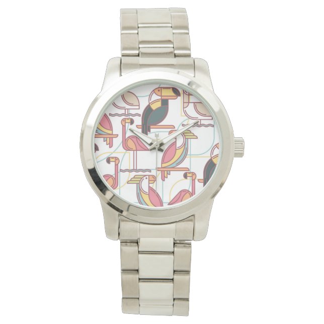 Modern Pattern With Tropical Birds Watch (Front)