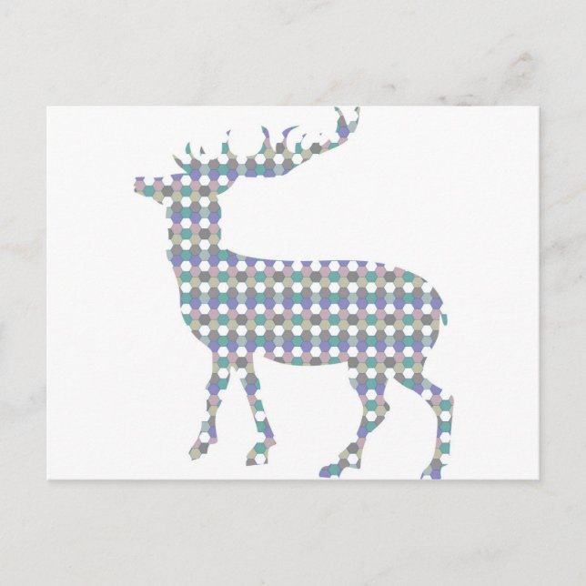 Modern patterned deer postcard (Front)