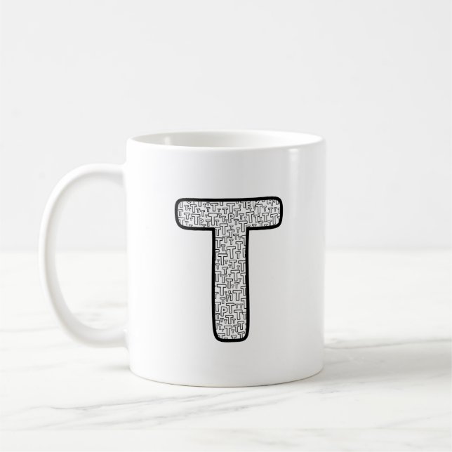 Modern Patterned Letter P Monogram Ceramic Mug (Left)