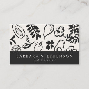 Modern, patterned, nutritionist  business card
