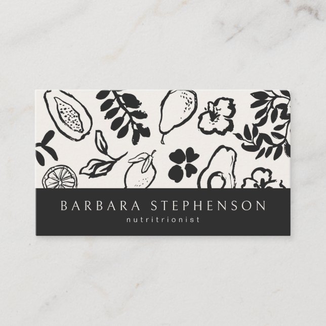 Modern, patterned, nutritionist  business card (Front)
