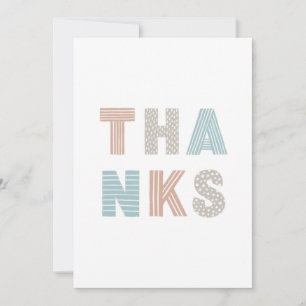 Modern Patterned Typography   Thank You Minimalist Holiday Card