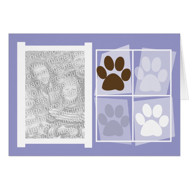 Modern Paw Print Dog Photo Cards (Front Horizontal)