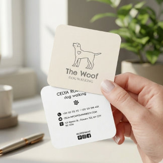 Modern Paw Print Dog Walker & Pet Sitter Business Square Business Card