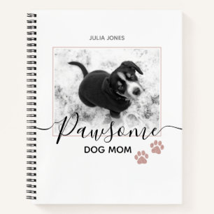 Modern Paw Print Photo Personalised Dog Mum Notebook