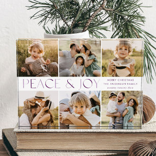 Modern Peace and Joy Christmas Photo Block