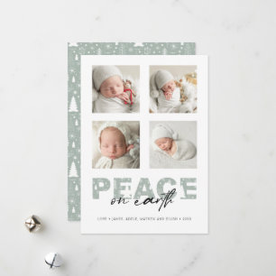 Modern Peace Christmas Pattern Photos Holiday Card