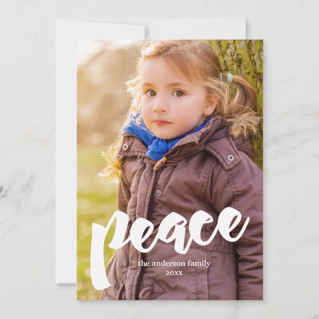 Modern Peace Holiday Photo Card (Front)