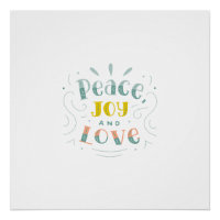 Modern Peace Joy and Love Typography Glossy Poster