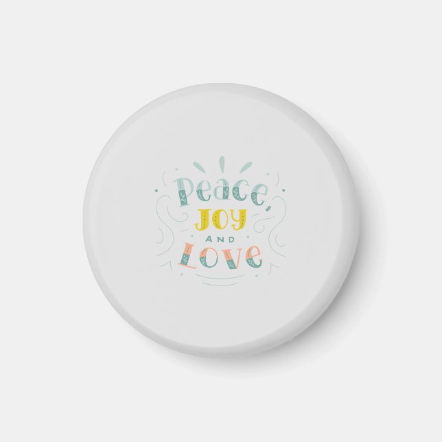 Modern Peace Joy and Love Typography Magnet (Front)