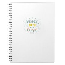 Modern Peace Joy and Love Typography Notebook