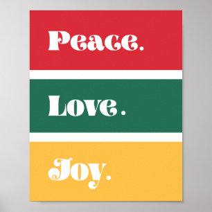Modern Peace Love Joy Christmas Poster