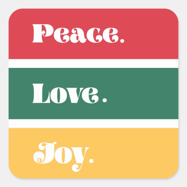 Modern Peace Love Joy Christmas Square Sticker (Front)