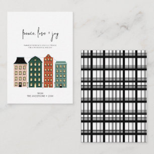 Modern Peace Love & Joy Christmas Town Holiday Card