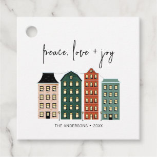 Modern Peace Love & Joy Christmas Town Holiday Favour Tags