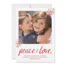 Modern Peace & Love Photo Holiday Card