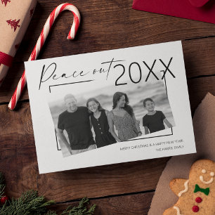Modern Peace Out   Photo Flat Holiday Card