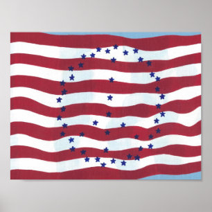 Modern Peace Sign Posters of USA Flag