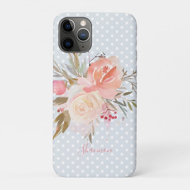 Modern Peach and Pink Floral Personalised Case-Mate iPhone Case (Back)