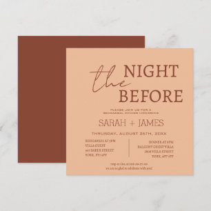 Modern Peach Beige Rehearsal Dinner Wedding Square Invitation