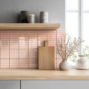 Modern Peach Burgundy Herringbone Tile