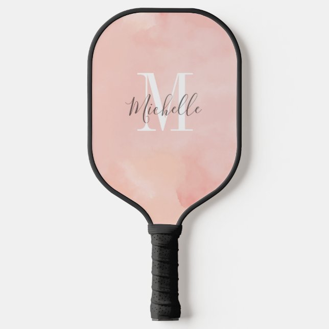 Modern Peach Custom Initial and Name Pickleball Paddle (Front)
