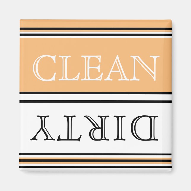 Modern  Peach Dishwasher Dirty Clean Magnet (Front)