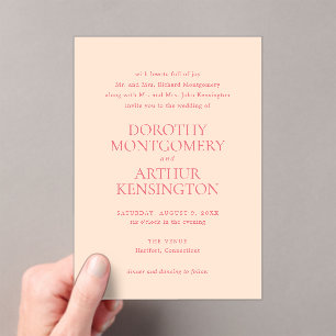 Modern Peach Elegant Wedding Acrylic Invitations