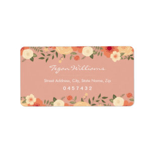 Modern Peach Floral Address Labels