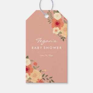 Modern Peach Floral Baby Shower Gift Tags