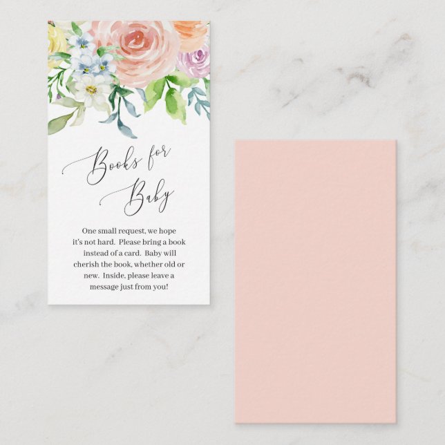 Modern Peach Floral Elegant Baby Shower Enclosure Card (Front/Back)