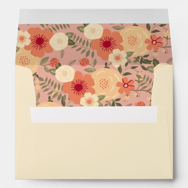 Modern Peach Floral Envelope (Back (Bottom))