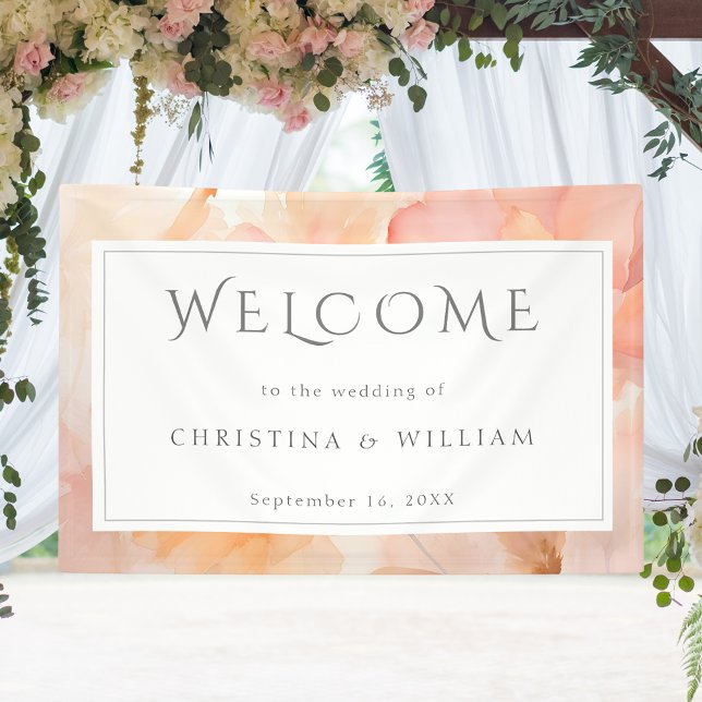 Modern Peach Floral Wedding Welcome Banner (Creator Uploaded)