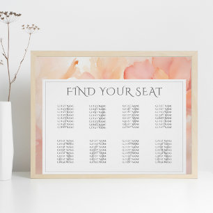 Modern Peach Flower Wedding Seating Chart Poster