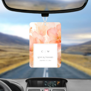 Modern Peach Flower Wedding Thank You Car Air Freshener