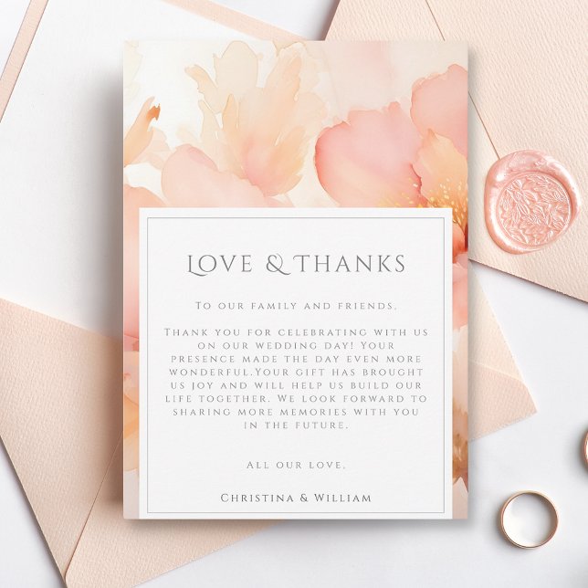 Modern Peach Flower Wedding Thank You Card (Creator Uploaded)