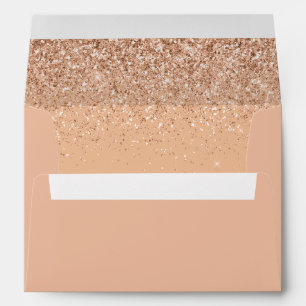 Modern Peach Glitter Wedding Envelope
